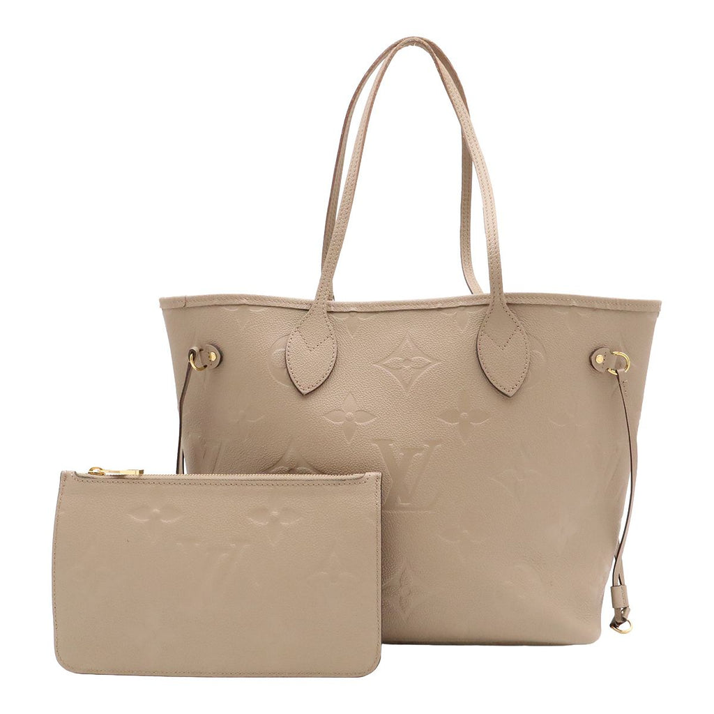 Louis Vuitton Monogram Empreinte Neverfull MM Tote Shoulder Bag Tourterelle