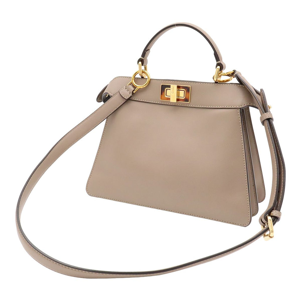 Fendi Peekaboo ISeeU Small Mini Bag 2-Way Leather Dove Gray Greige — view 2