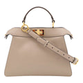 Fendi Peekaboo ISeeU Small Mini Bag 2-Way Leather Dove Gray Greige