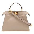 Fendi Peekaboo ISeeU Small Mini Bag 2-Way Leather Dove Gray Greige