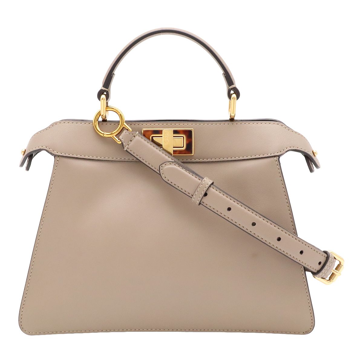 Fendi Peekaboo ISeeU Small Mini Bag 2-Way Leather Dove Gray Greige