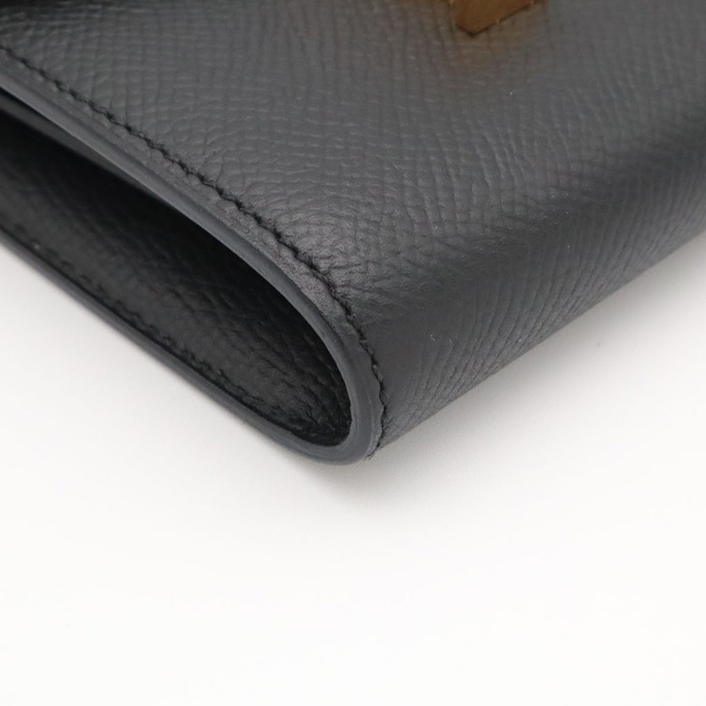 Hermes Constance Compact Wallet Bifold Veau Epsom Black Gold — view 3