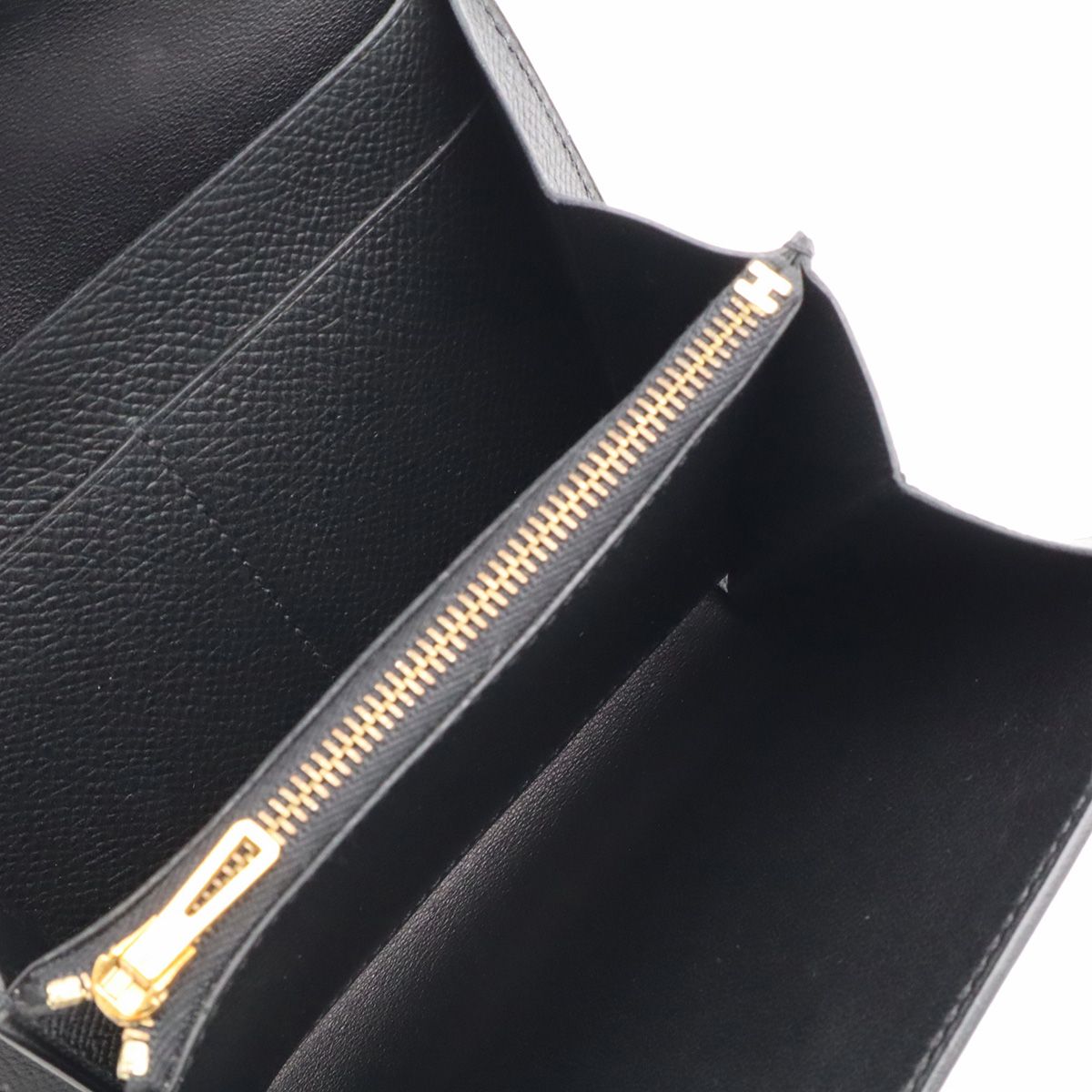 Hermes Constance Compact Wallet Bifold Veau Epsom Black Gold — view 7