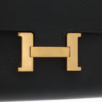 Hermes Constance Compact Wallet Bifold Veau Epsom Black Gold — view 4