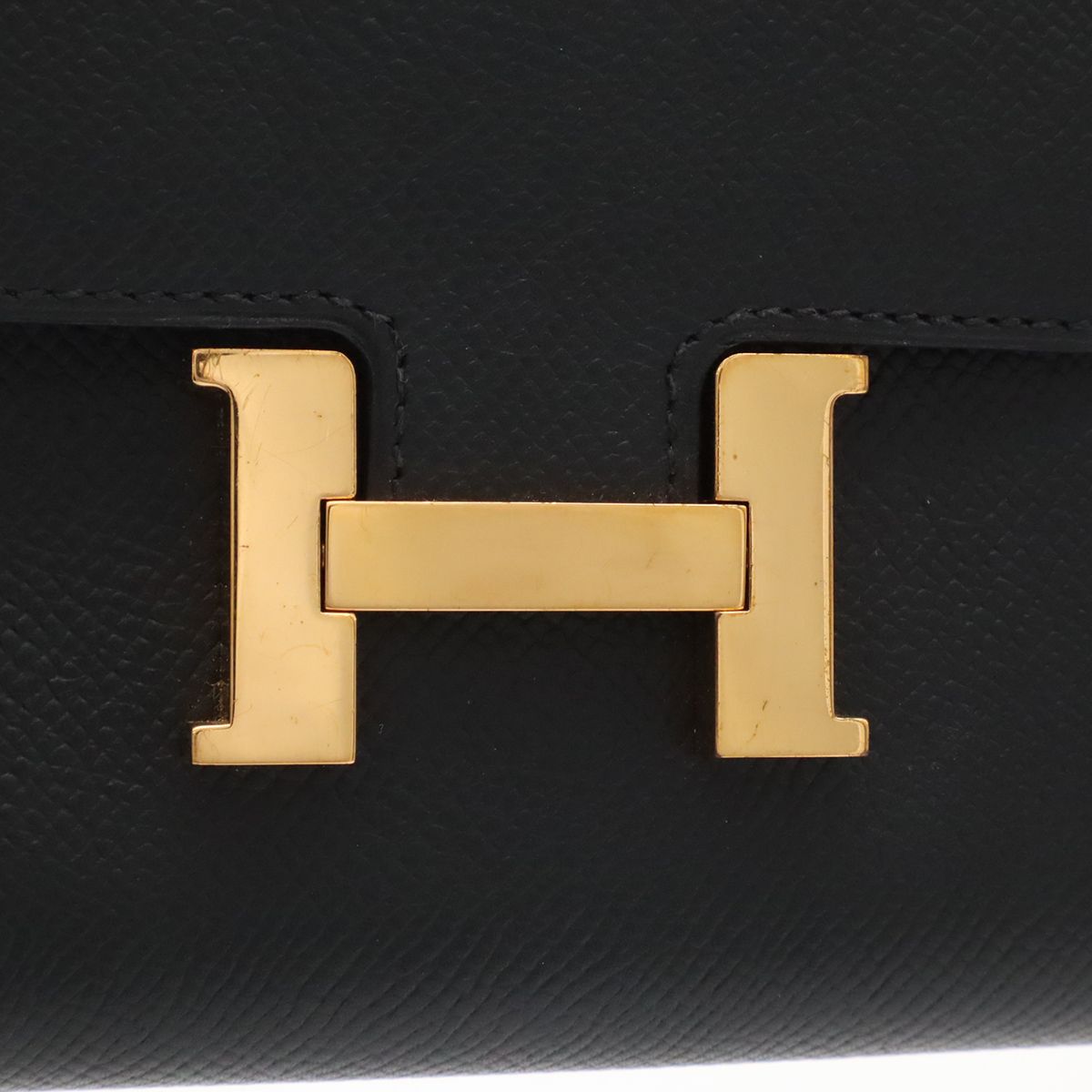 Hermes Constance Compact Wallet Bifold Veau Epsom Black Gold — view 4