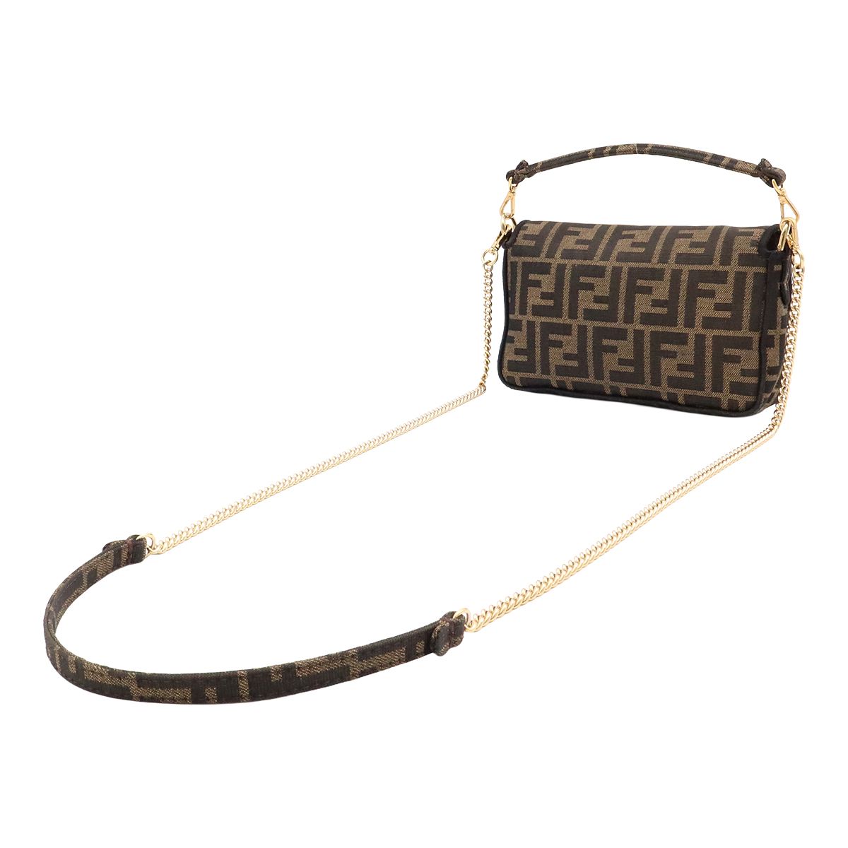 Fendi Zucca Pattern FF Motif Bucket Small 2-Way Shoulder Bag Nylon Canvas Khaki — view 2