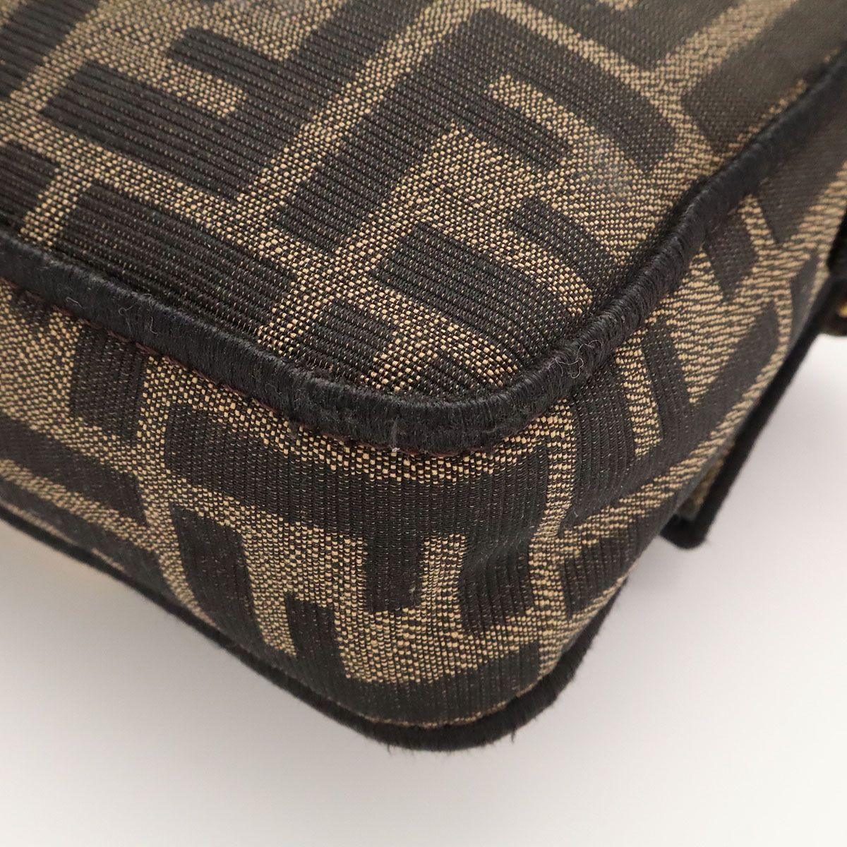 Fendi Zucca Pattern FF Motif Bucket Small 2-Way Shoulder Bag Nylon Canvas Khaki — view 3