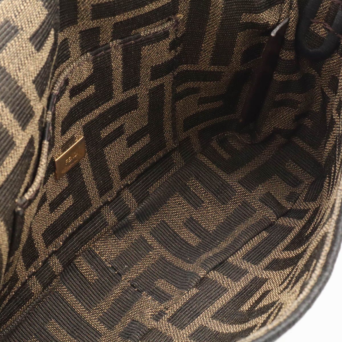 Fendi Zucca Pattern FF Motif Bucket Small 2-Way Shoulder Bag Nylon Canvas Khaki — view 8
