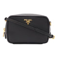 Prada Saffiano Shoulder Bag Pochette 2-Way Pouch Case Leather Nero Black Gold