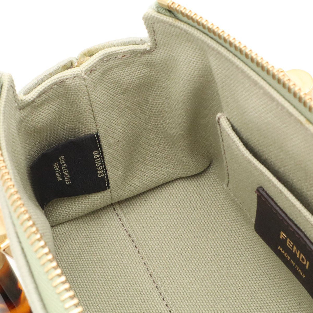 Fendi by the Way Mini Logo Embroidery Mini Bag 2-Way Pochette Canvas Light Green — view 8