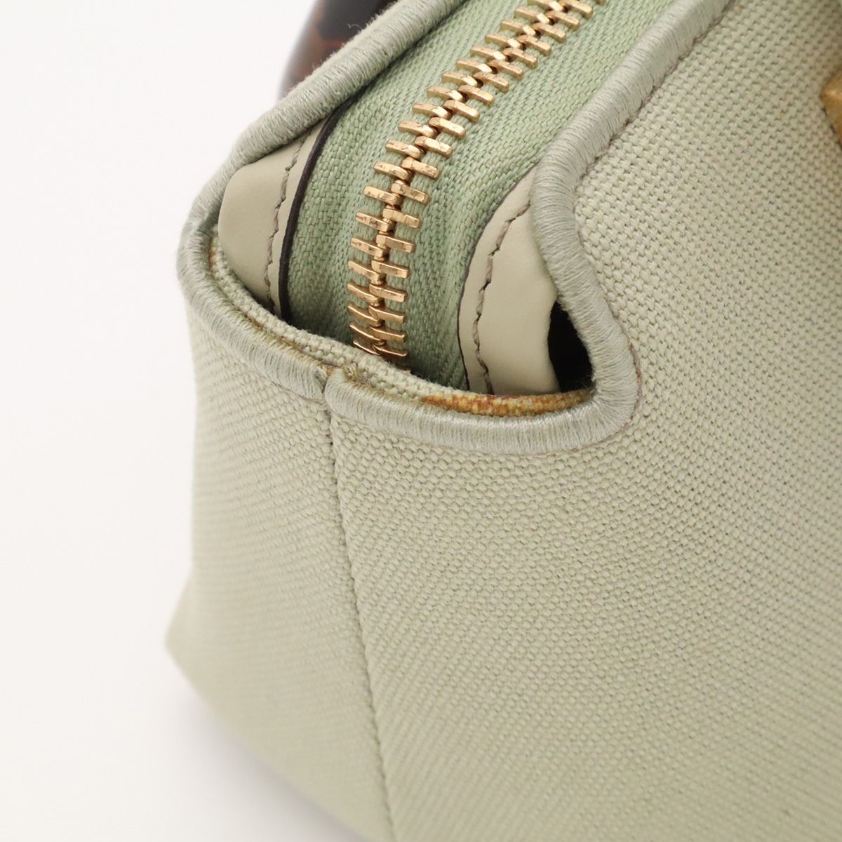 Fendi by the Way Mini Logo Embroidery Mini Bag 2-Way Pochette Canvas Light Green — view 7
