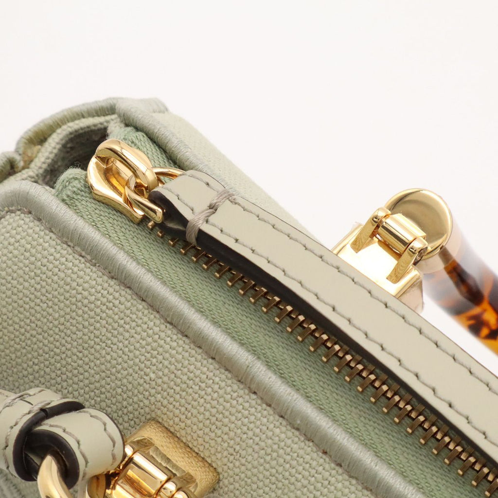 Fendi by the Way Mini Logo Embroidery Mini Bag 2-Way Pochette Canvas Light Green — view 6