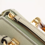 Fendi by the Way Mini Logo Embroidery Mini Bag 2-Way Pochette Canvas Light Green — view 6
