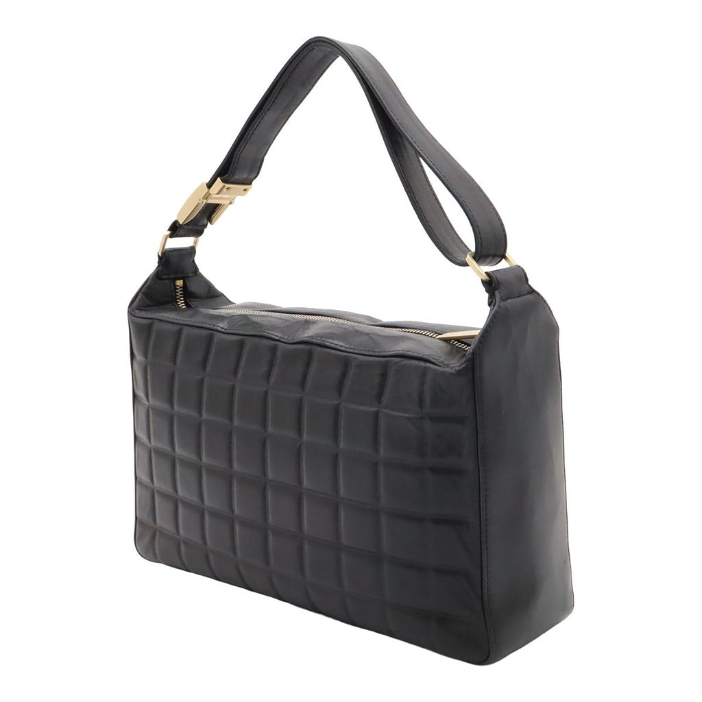 Chanel Choco Bar Shoulder Bag Lambskin Leather Black Gold — view 2