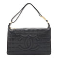 Chanel Choco Bar Shoulder Bag Lambskin Leather Black Gold