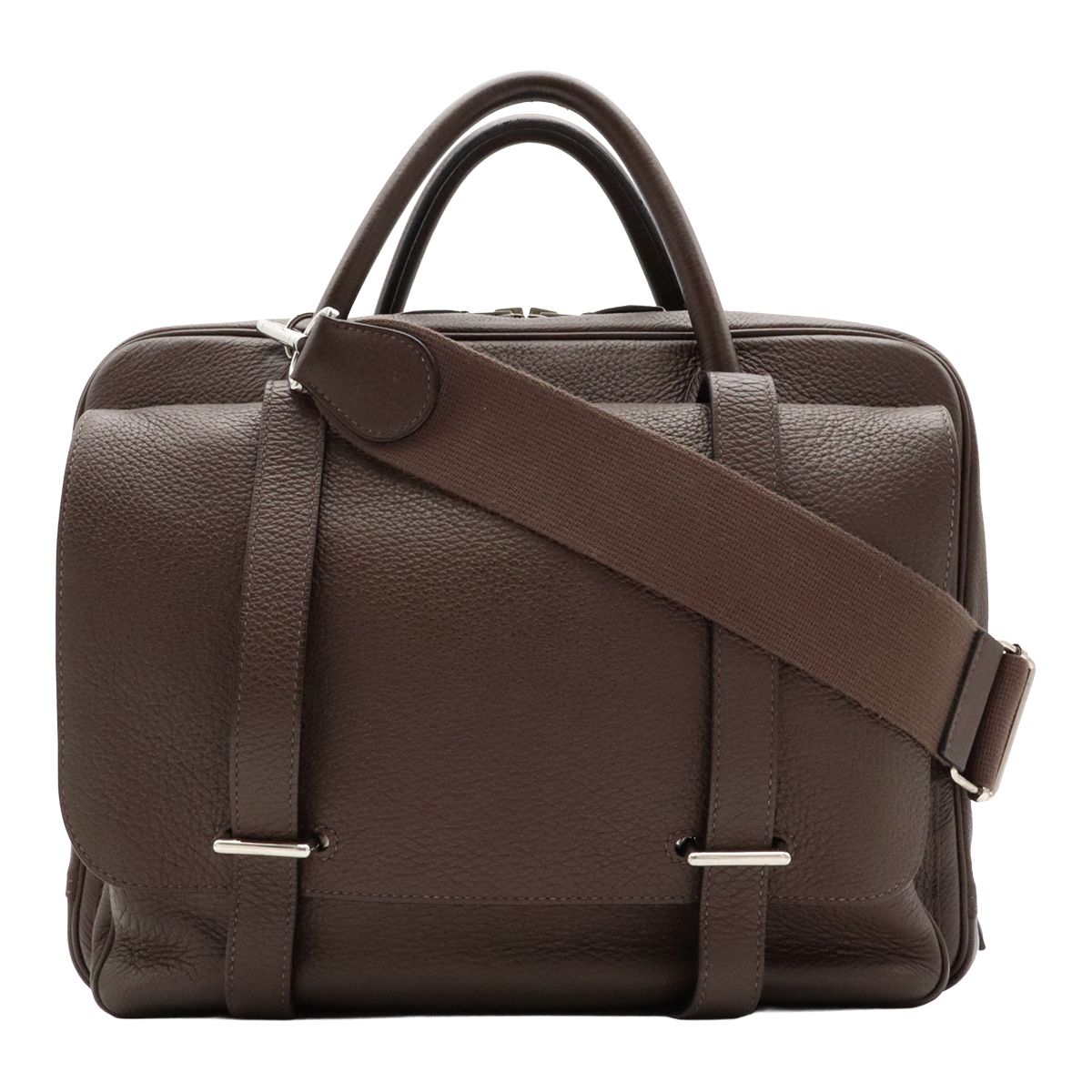 Hermes Steve Besace 35 Shoulder Bag Crossbody Taurillon Clemence Leather Brown