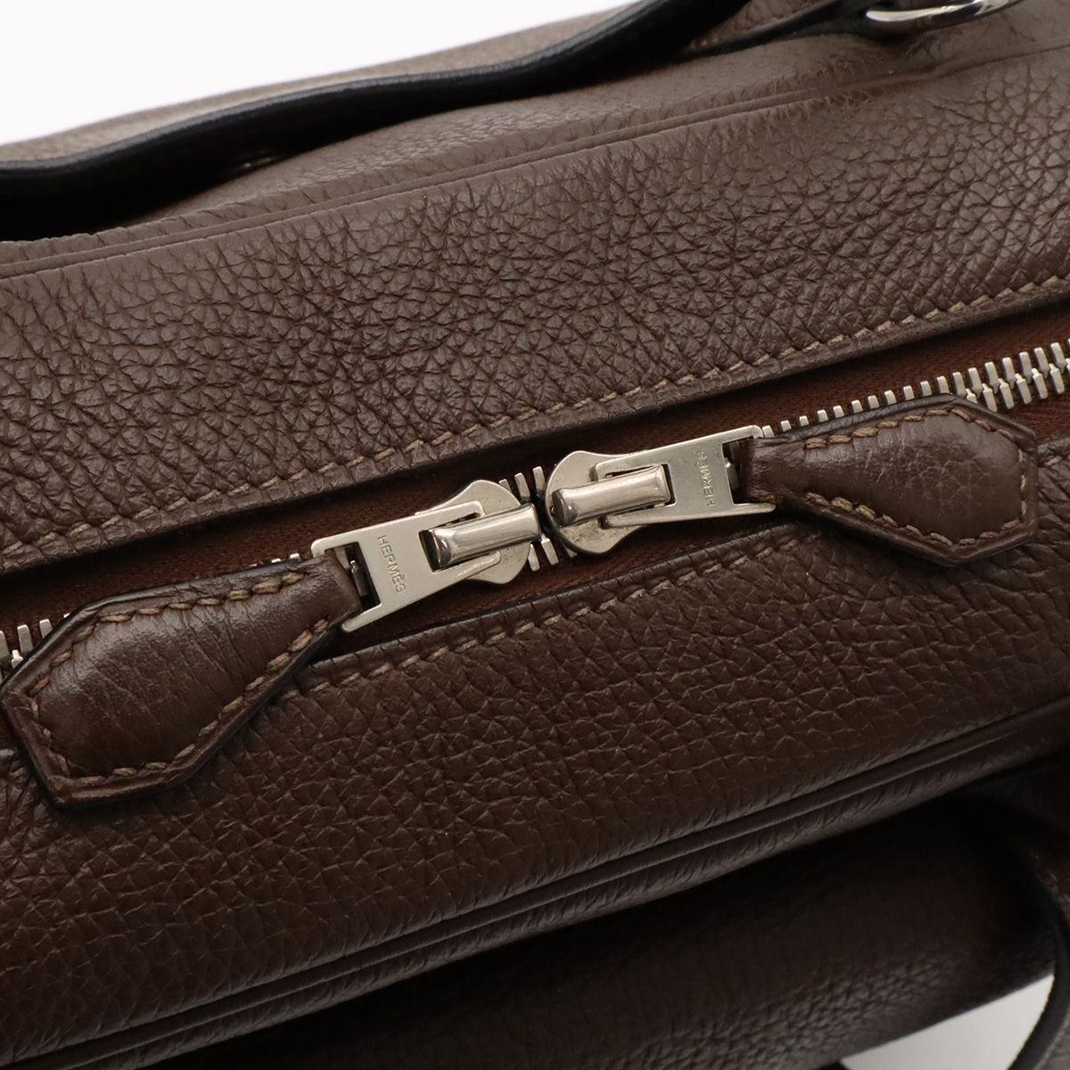 Hermes Steve Besace 35 Shoulder Bag Crossbody Taurillon Clemence Leather Brown — view 6