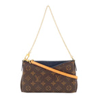 Louis Vuitton Monogram Pallas Clutch Shoulder Bag Chain 2-Way Blue Marine