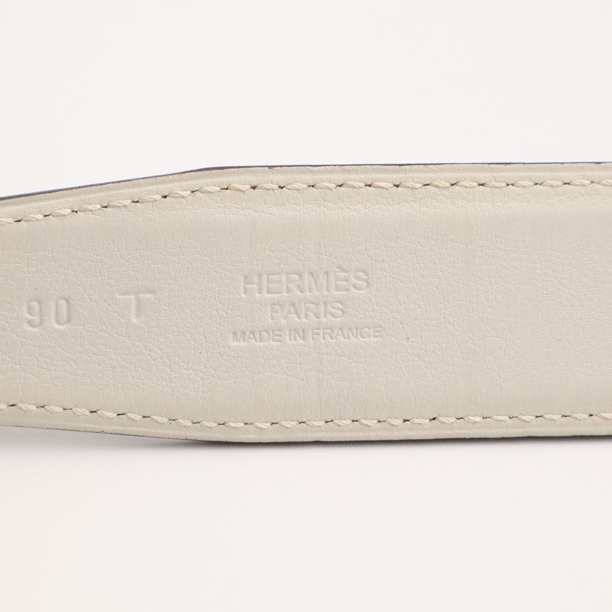 Hermes H Belt H Buckle Reversible Box Calf Veau Swift Etoupe Greige Off White — view 8