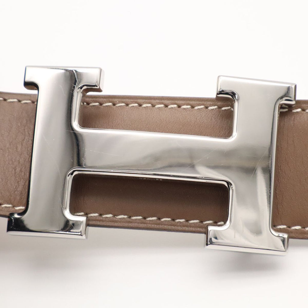 Hermes H Belt H Buckle Reversible Box Calf Veau Swift Etoupe Greige Off White — view 3
