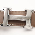 Hermes H Belt H Buckle Reversible Box Calf Veau Swift Etoupe Greige Off White — view 3