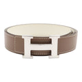 Hermes H Belt H Buckle Reversible Box Calf Veau Swift Etoupe Greige Off White
