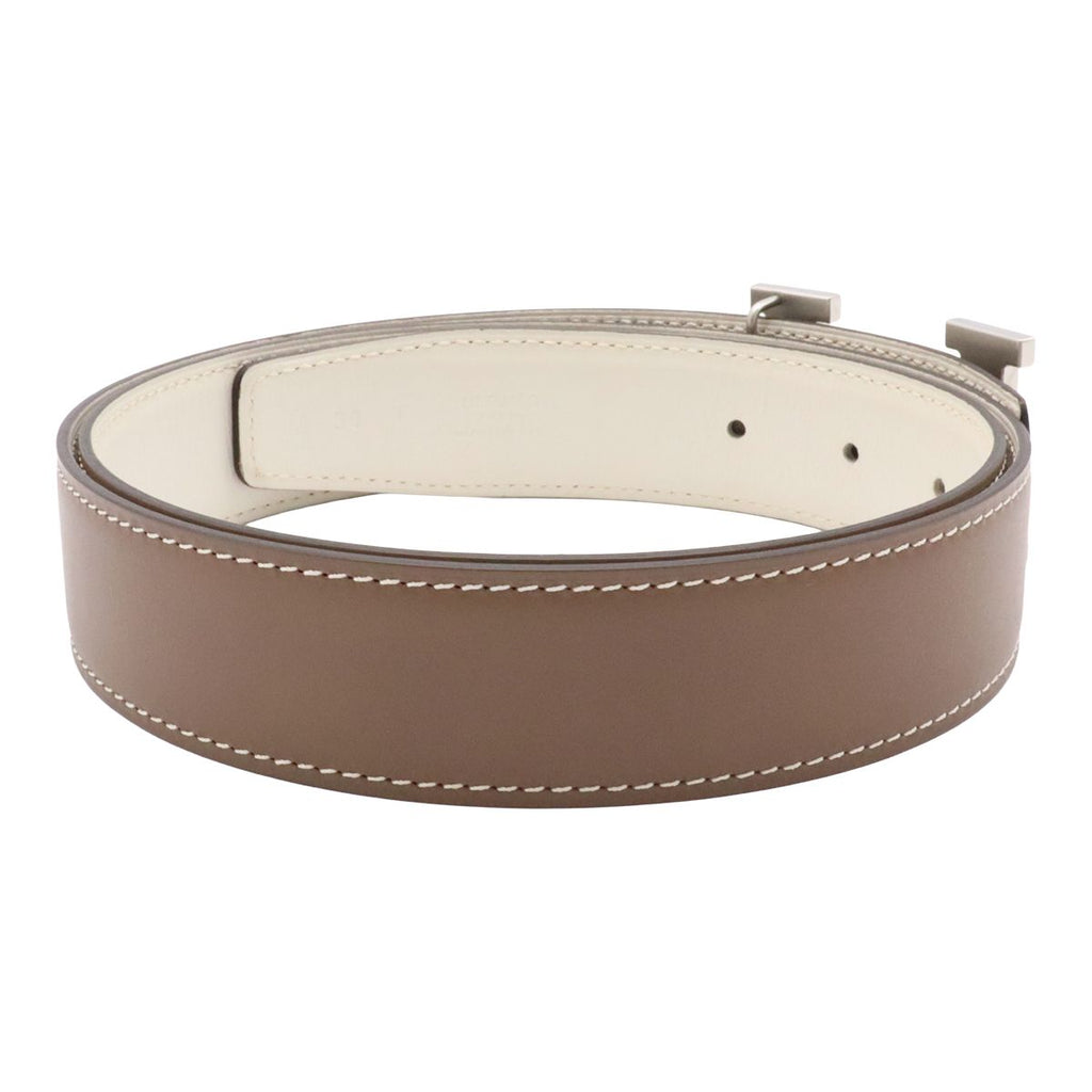Hermes H Belt H Buckle Reversible Box Calf Veau Swift Etoupe Greige Off White — view 2