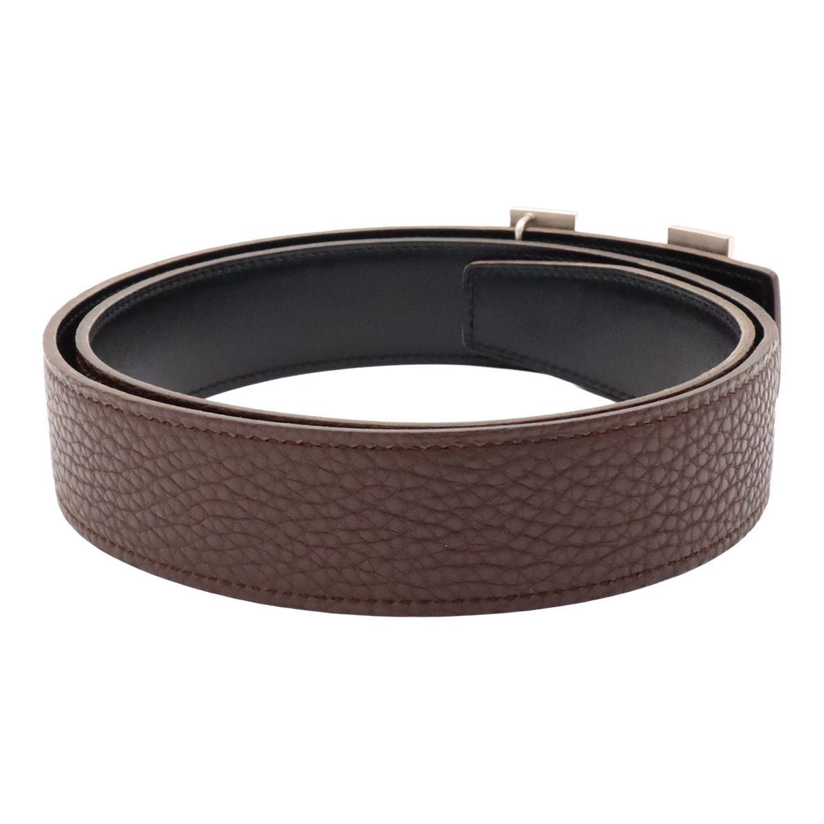 Hermes H Belt H Buckle Constance Reversible Togo Box Calf Brown Black Silver 80 — view 2