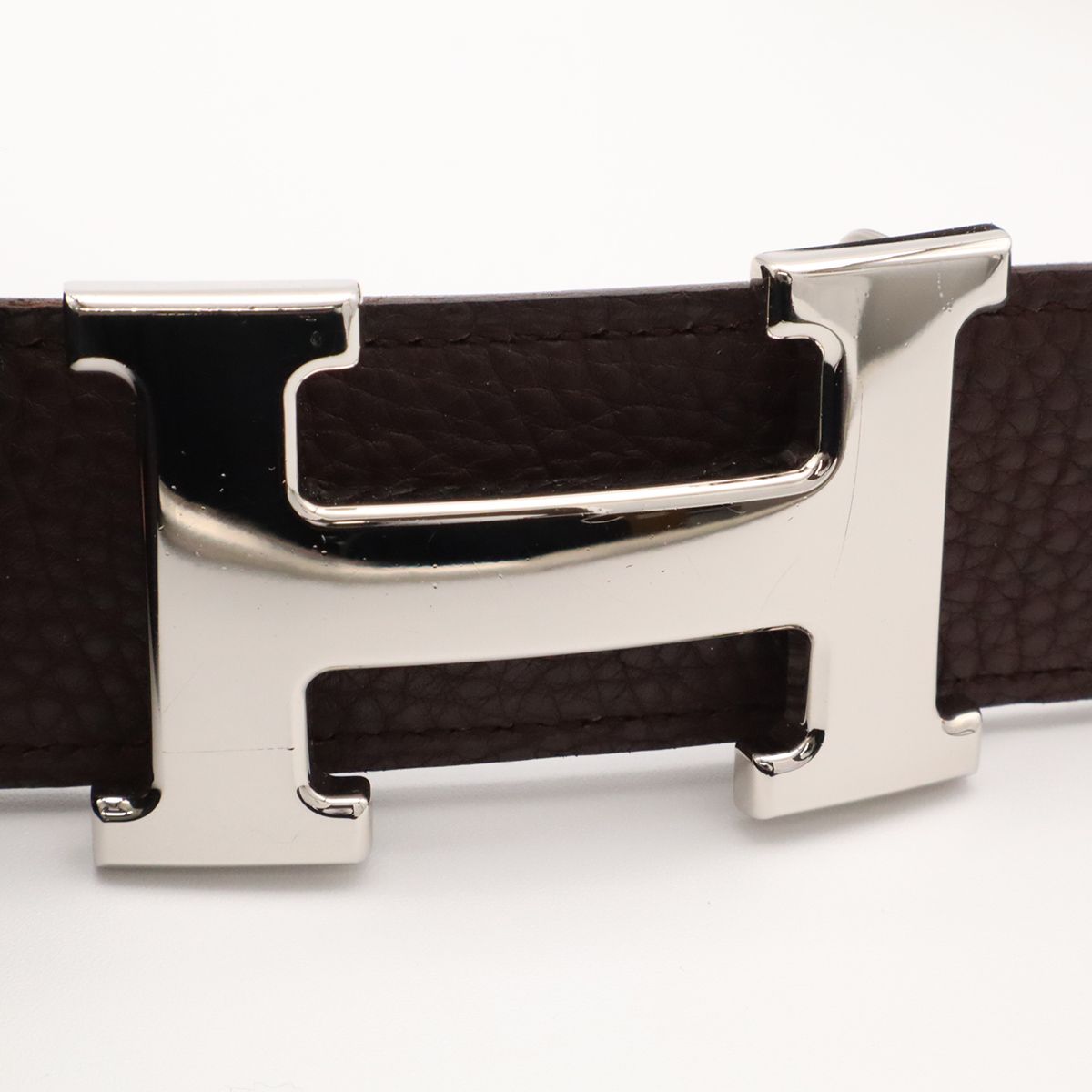 Hermes H Belt H Buckle Constance Reversible Togo Box Calf Brown Black Silver 80 — view 3