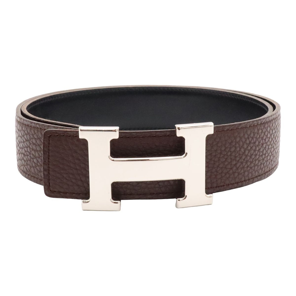 Hermes H Belt H Buckle Constance Reversible Togo Box Calf Brown Black Silver 80