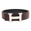 Hermes H Belt H Buckle Constance Reversible Togo Box Calf Brown Black Silver 80