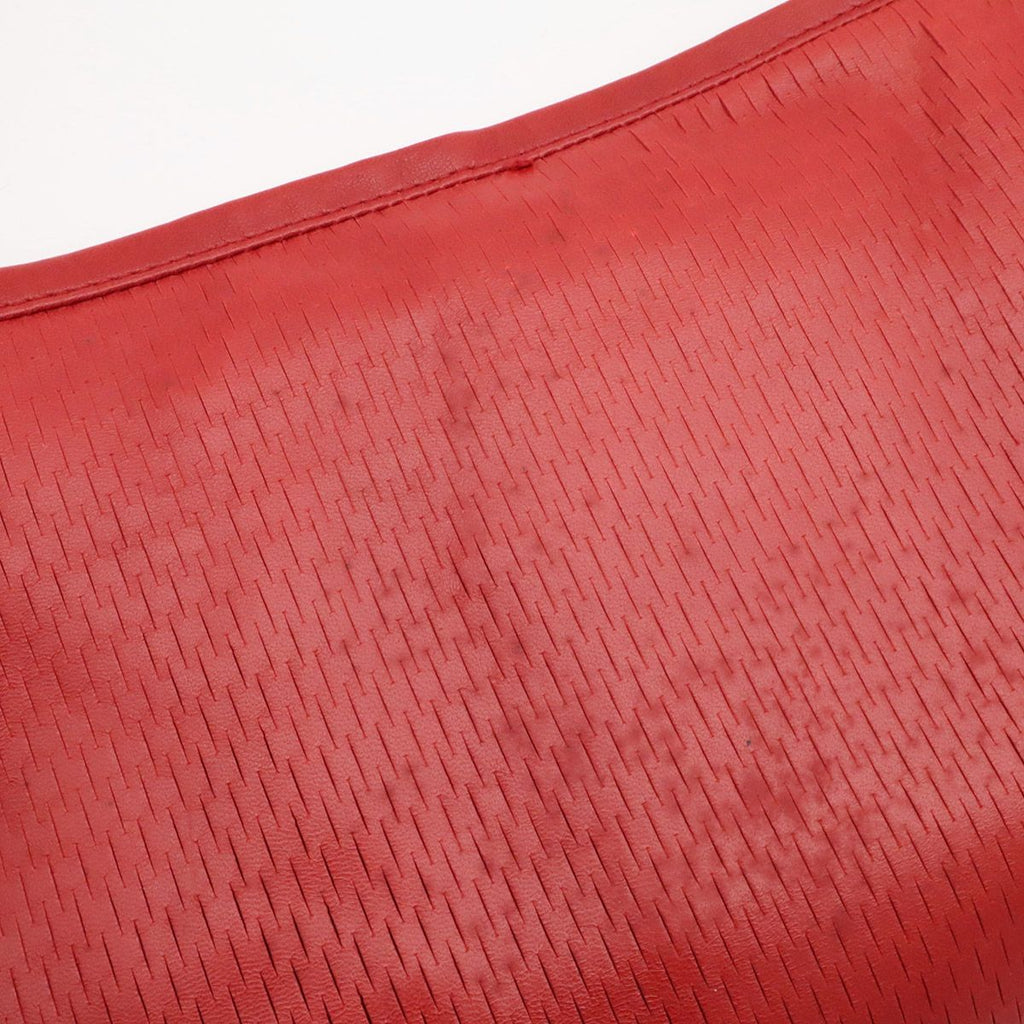 Prada Triangle Logo Shoulder Bag Slash Notch Leather Red Gold — view 6