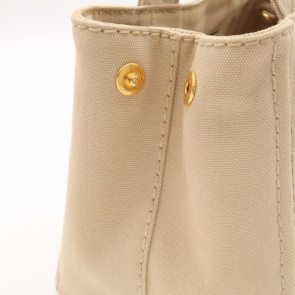 Prada Canapa Tote 2-Way Shoulder Bag Crossbody Canvas Corda Beige Gold — view 6