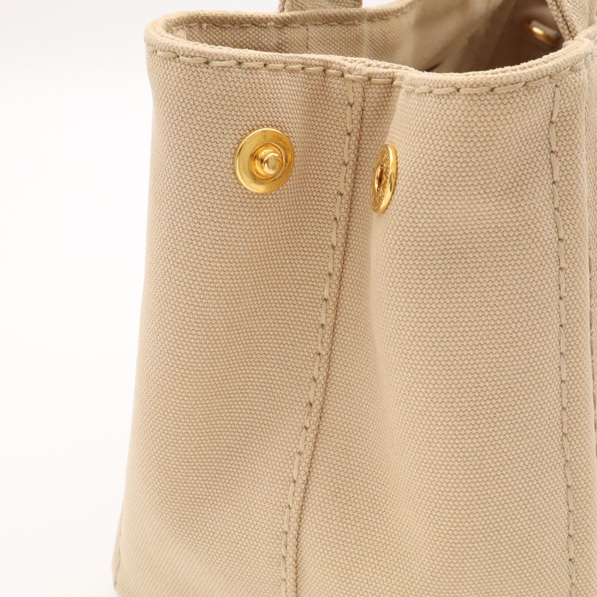 Prada Canapa Tote 2-Way Shoulder Bag Crossbody Canvas Corda Beige Gold — view 6