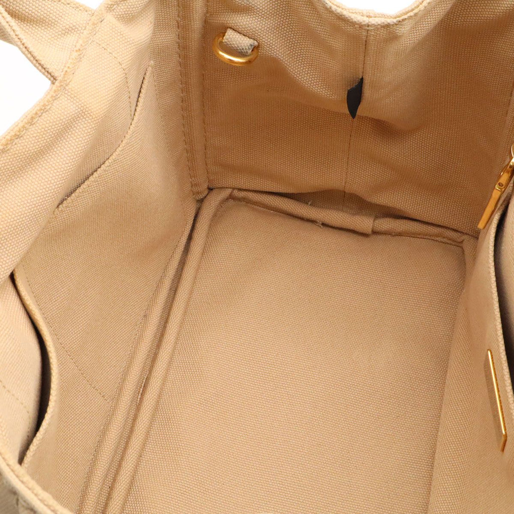 Prada Canapa Tote 2-Way Shoulder Bag Crossbody Canvas Corda Beige Gold — view 7