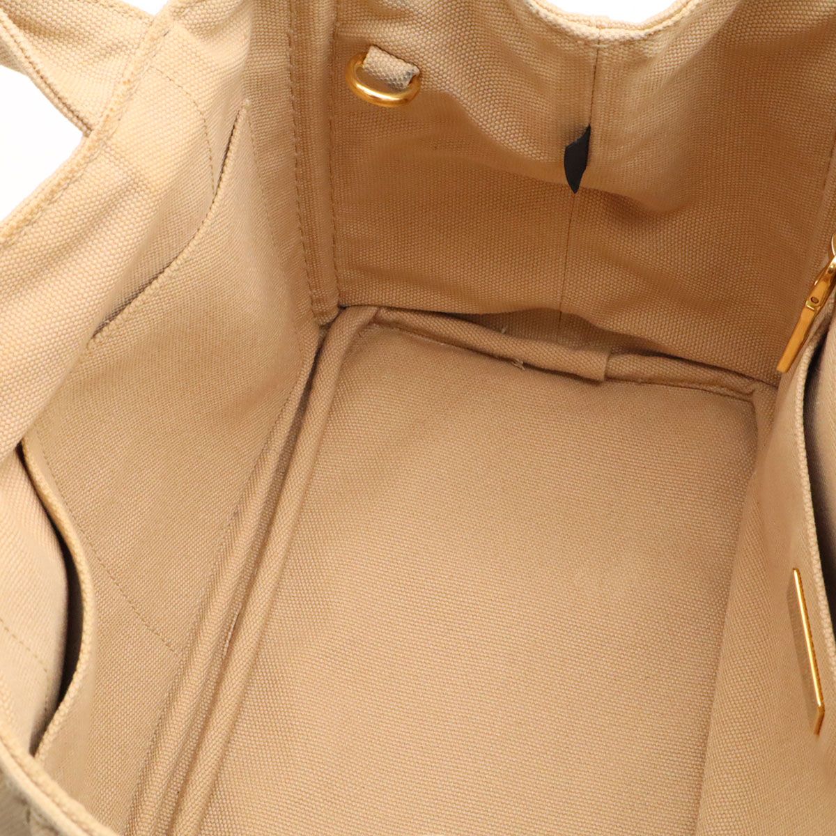 Prada Canapa Tote 2-Way Shoulder Bag Crossbody Canvas Corda Beige Gold — view 7