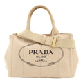 Prada Canapa Tote 2-Way Shoulder Bag Crossbody Canvas Corda Beige Gold