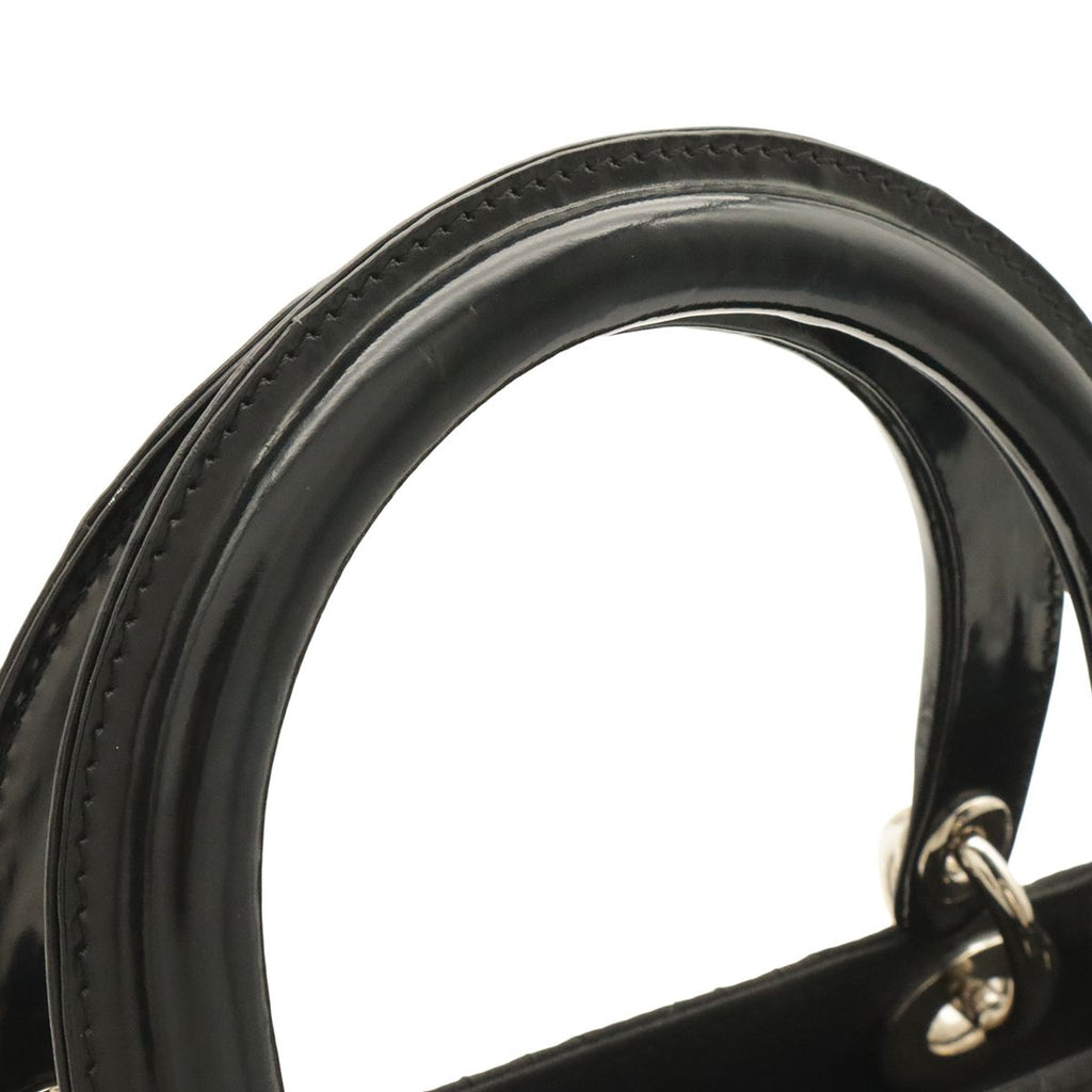 Dior Lady Cannage Tote 2-Way Handbag Nylon Black Silver — view 4
