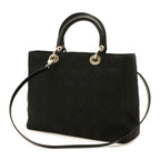 Dior Lady Cannage Tote 2-Way Handbag Nylon Black Silver — view 2