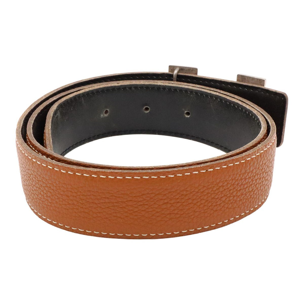 Hermes H Belt H Buckle Constance Reversible Togo Box Calf Brown Black Silver 80 — view 2