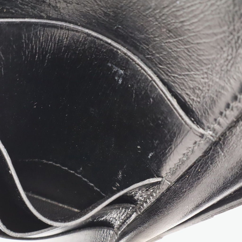 Hermes Bearn Dupri Wallet Trifold Box Calf Leather Black Silver — view 7