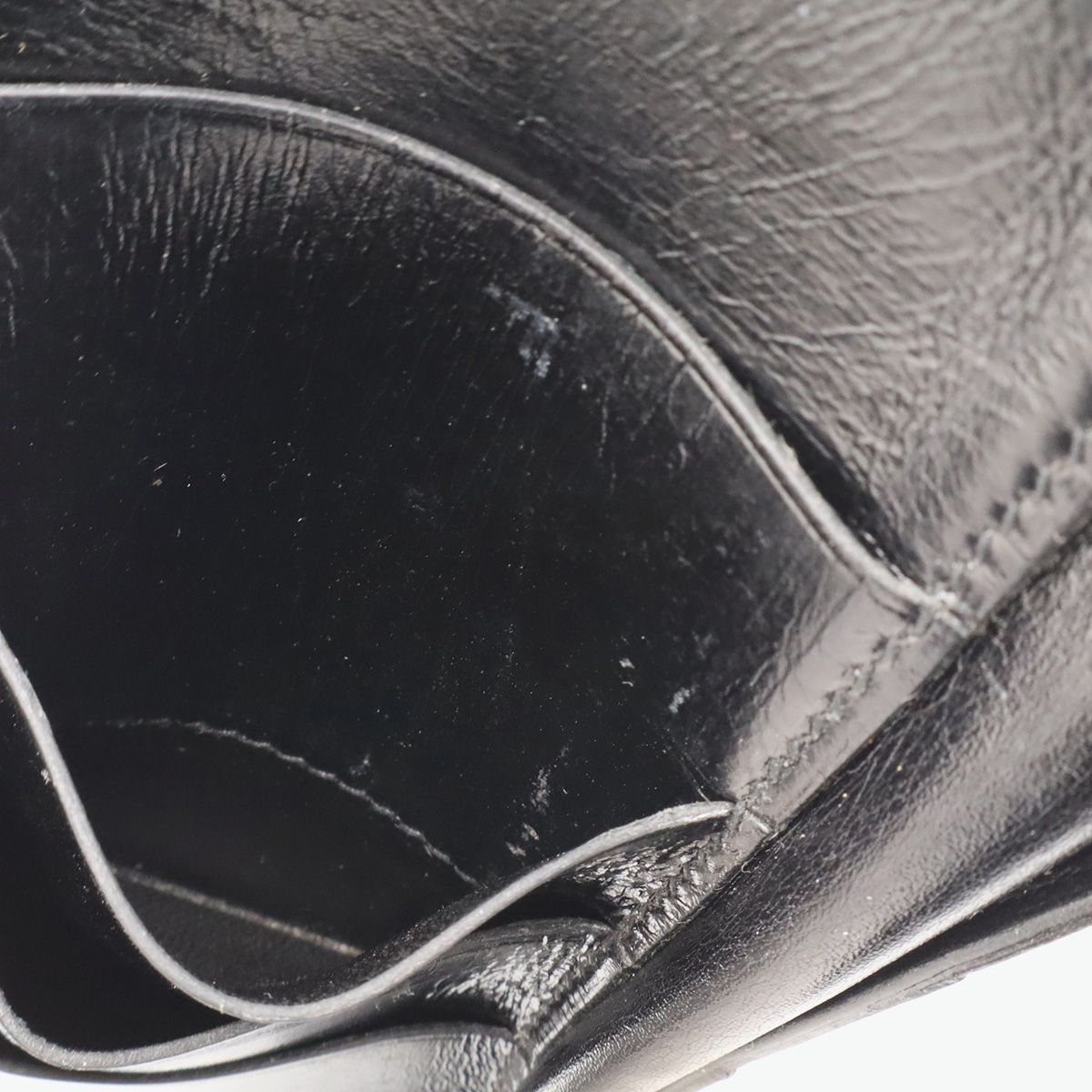 Hermes Bearn Dupri Wallet Trifold Box Calf Leather Black Silver — view 7