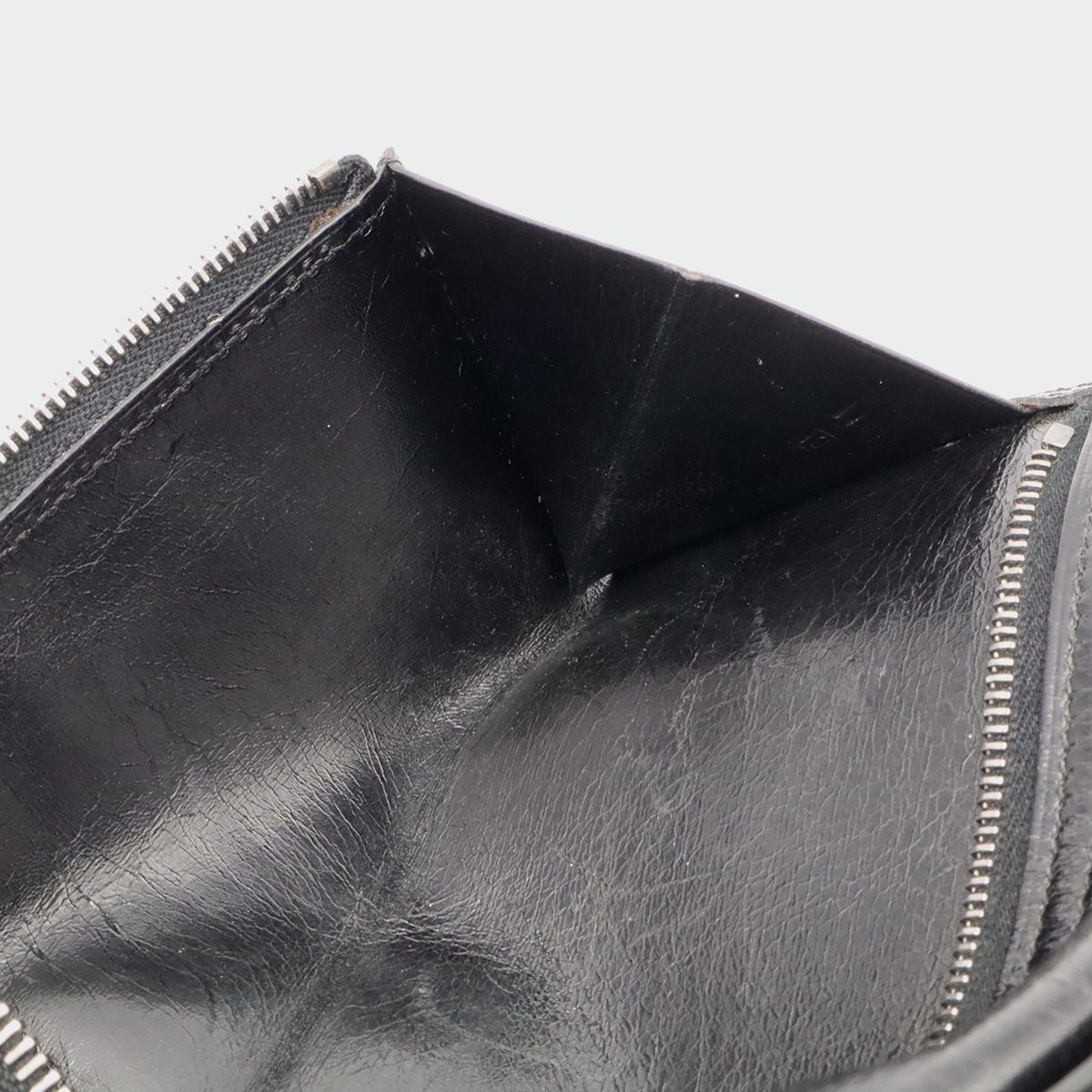 Hermes Bearn Dupri Wallet Trifold Box Calf Leather Black Silver — view 8