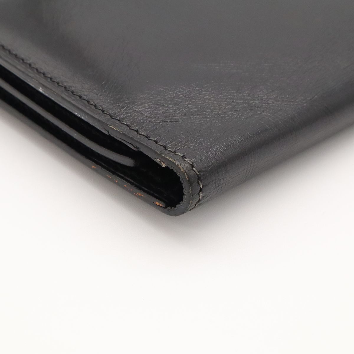 Hermes Bearn Dupri Wallet Trifold Box Calf Leather Black Silver — view 3