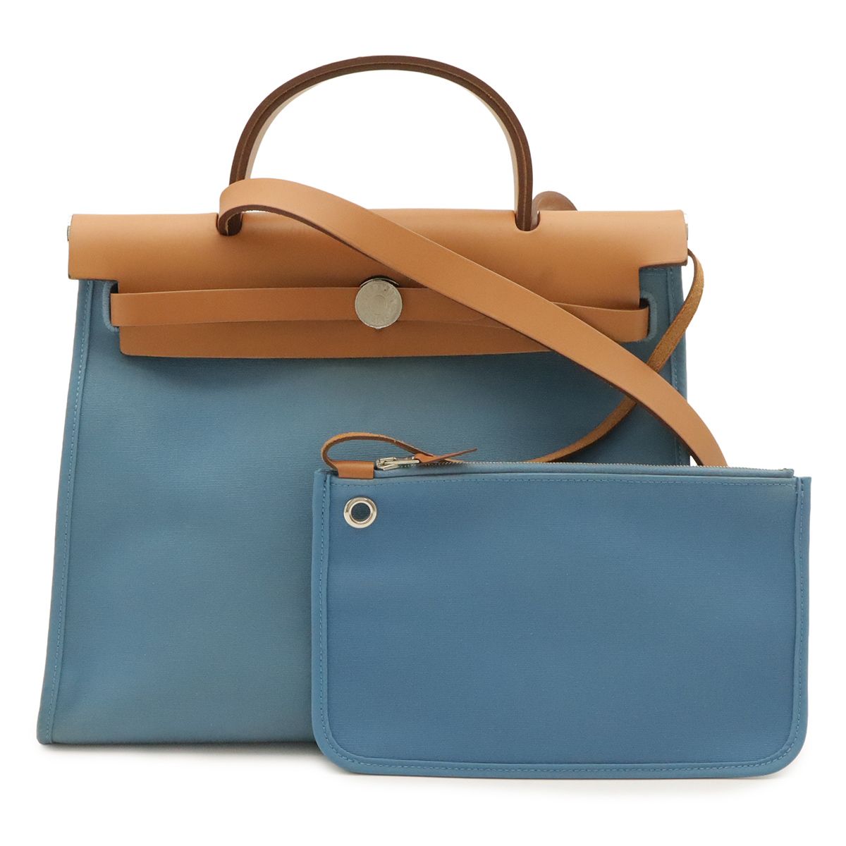 Hermes Herbag Zip PM 2-Way Shoulder Bag Toile Officier Blue