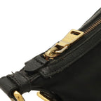 Prada Triangle Logo Shoulder Bag Crossbody Nylon Leather Nero Black Gold — view 6