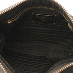 Prada Triangle Logo Shoulder Bag Crossbody Nylon Leather Nero Black Gold — view 7