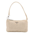 Prada Logo Pouch Party Mini Bag Jute Beige Silver