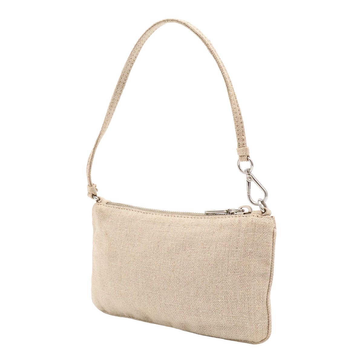 Prada Logo Pouch Party Mini Bag Jute Beige Silver — view 2