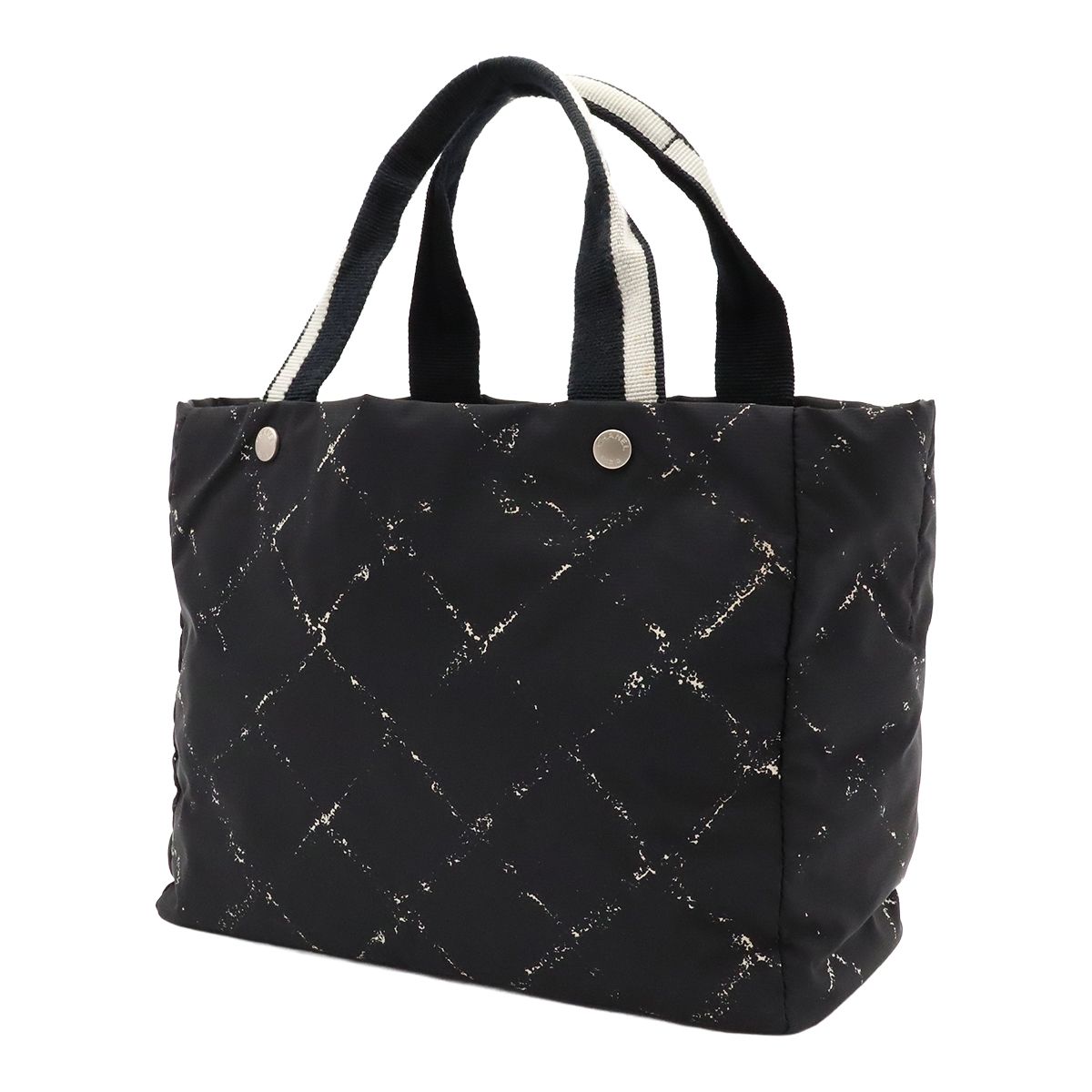 Chanel Vintage Travel Line Tote Shoulder Bag Nylon Black Red — view 2